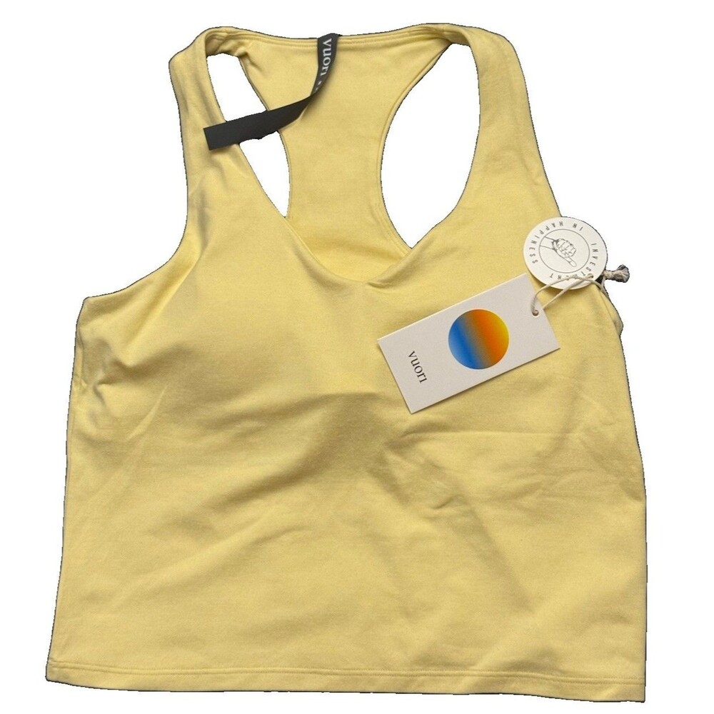Vuori Halo Performance Crop Tank Top 2.0 Lemon Snap Heather Yellow Medium New